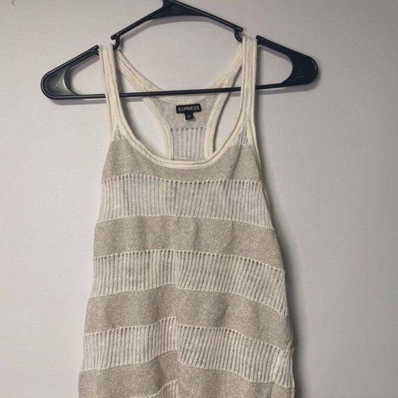 Express White and Tan Striped Tank Top - Picture 1 of 4
